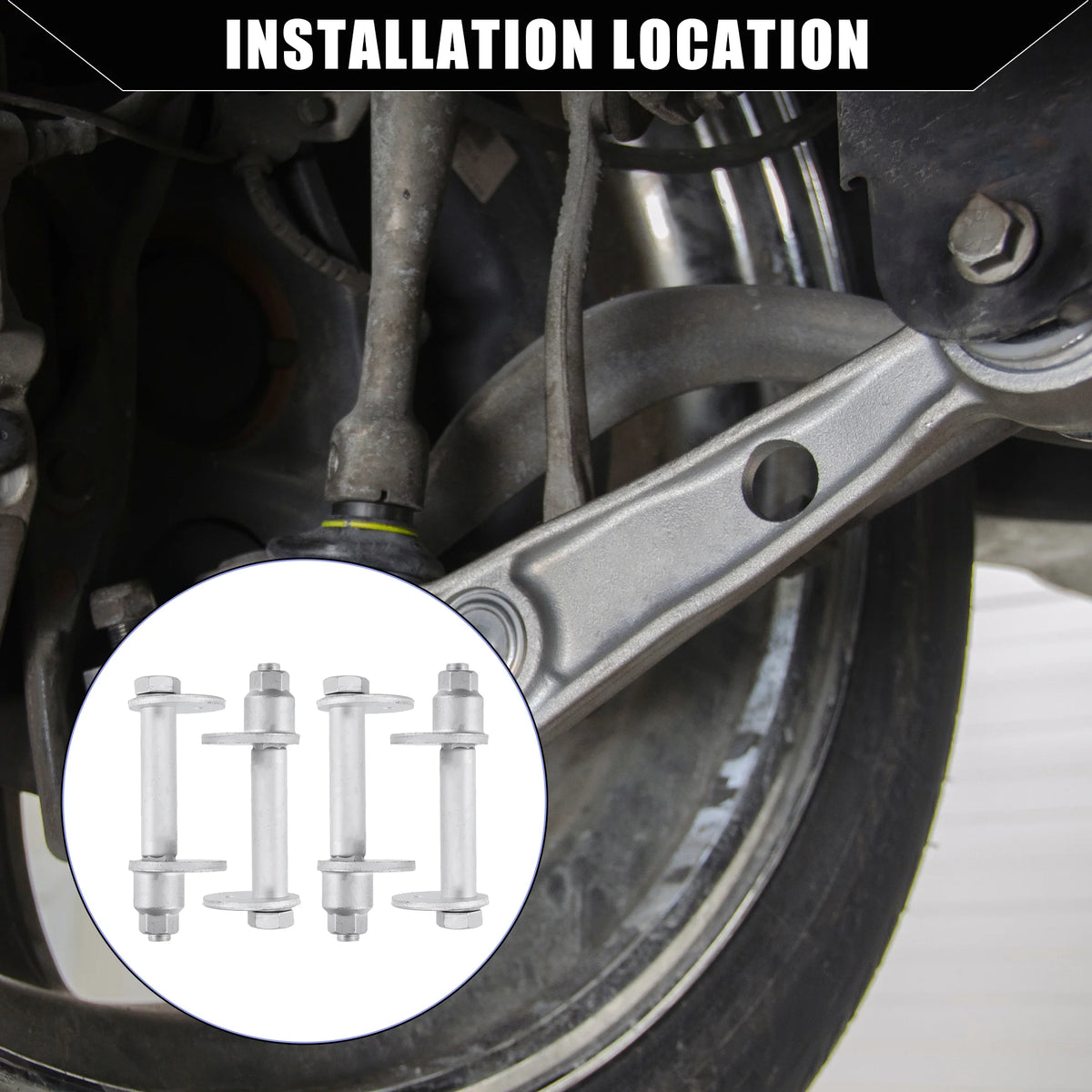 Cam Plate Toe Adjust Bolts for Toyota 4Runner 1995-2004 Metal 4 Sets Silver Tone T96330