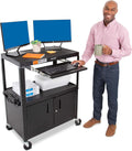 Extra Wide AV Cart with Locking Cabinet and Pullout Keyboard Tray S89360