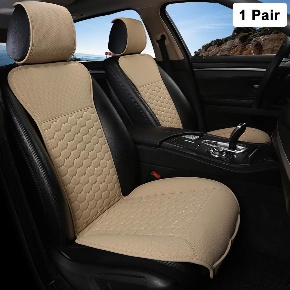 Black Panther 1 Pair Luxury PU Leather Front Car Seat Covers Breathable and Non-Slip Auto Seat Protectors for 95% Car Seats (Black) Pack of 2 W184