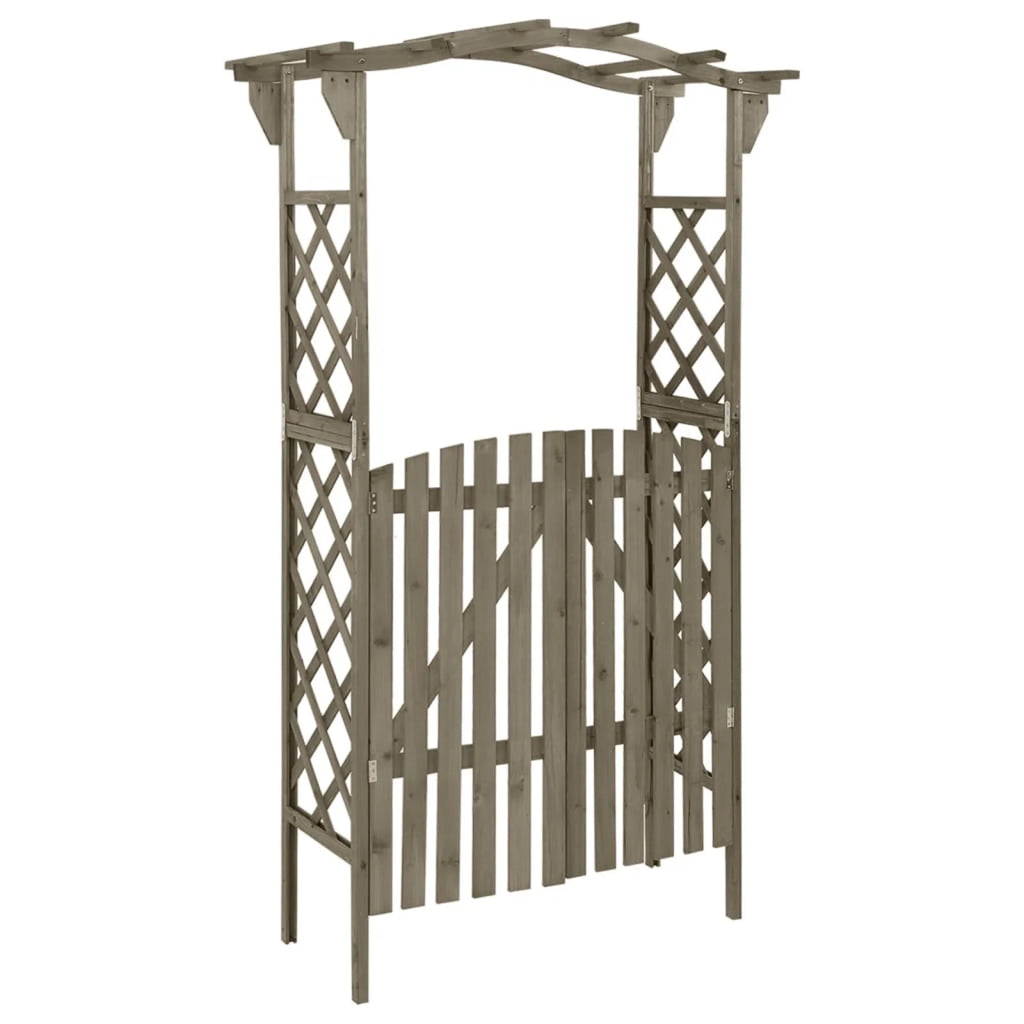 Gray Solid Firwood Pergola with Gate O747185