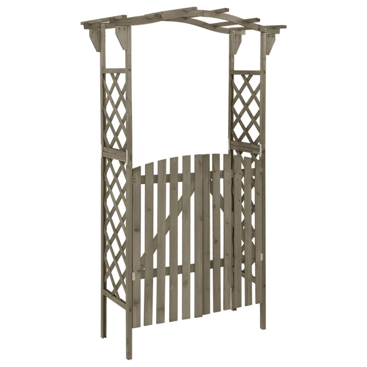 Gray Solid Firwood Pergola with Gate O747185