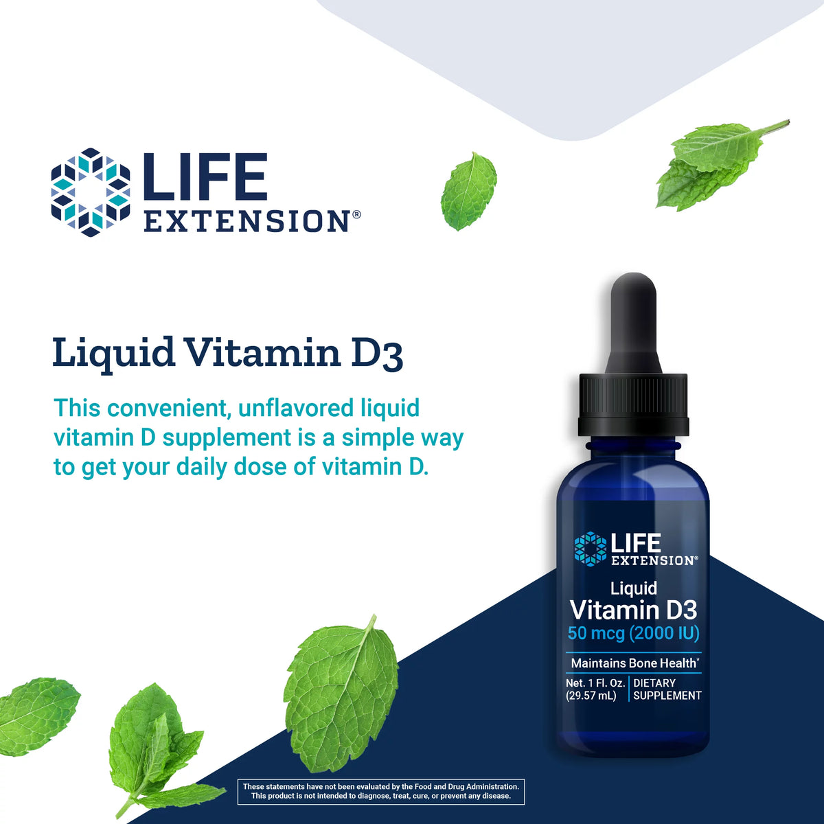 Liquid Vitamin D3 50 mcg Gluten-Free Non-GMO 1 fl. Oz. F100