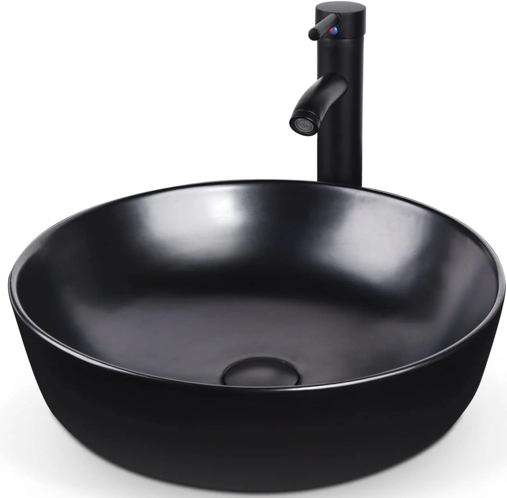 Porcelain Ceramic Vessel Sink and Faucet Combo U786690
