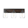 3-Light Matte Black Vanity Light with Clear Glass Shades Z58796