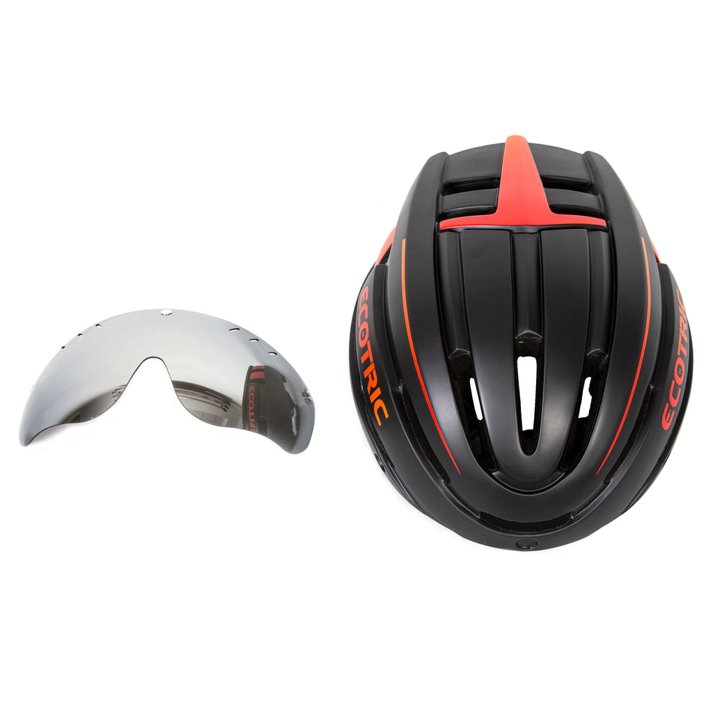 Road Mountain Bike Helmet with Warning Light & Detachable Magnetic Goggles Sun Visor A84107