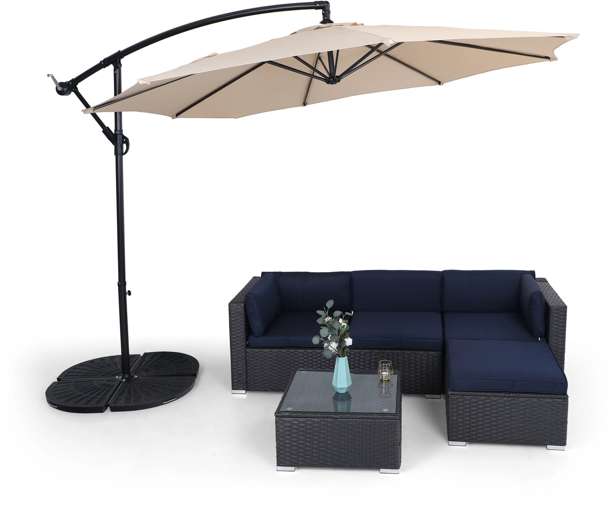 10ft Beige Patio Offset Cantilever Umbrella with Crank Handle N4239
