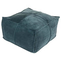 Midnight Green Cotton Square Pouf Ottoman V452
