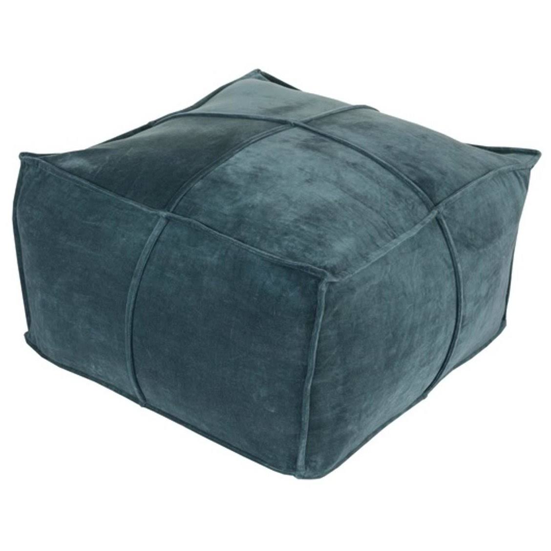 Midnight Green Cotton Square Pouf Ottoman V452