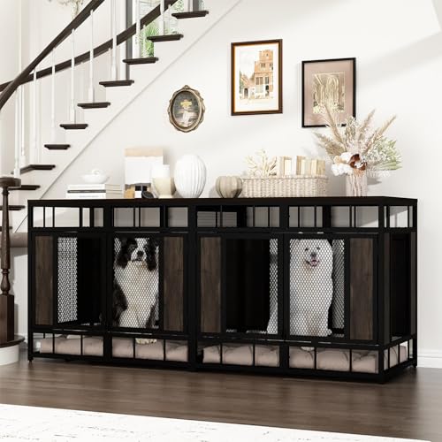 71" Heavy Duty Wood Dog Crate with Removable Divider W4876