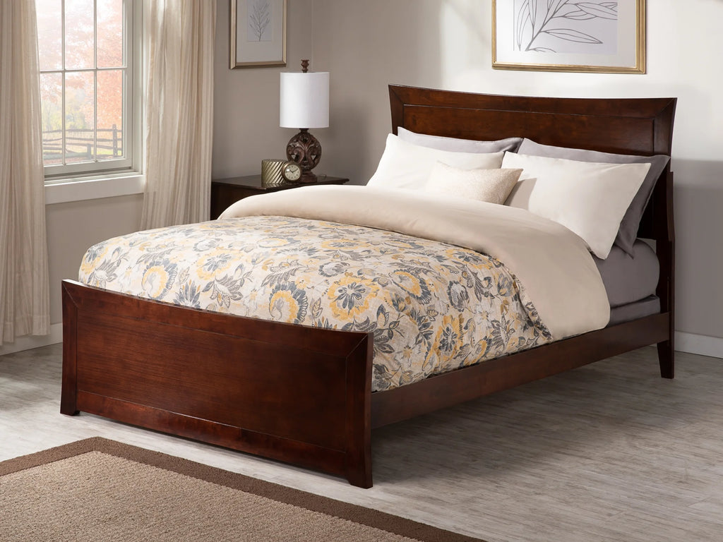 Queen Wood Platform Bed Frame with Panel Headboard & Footboard K1998
