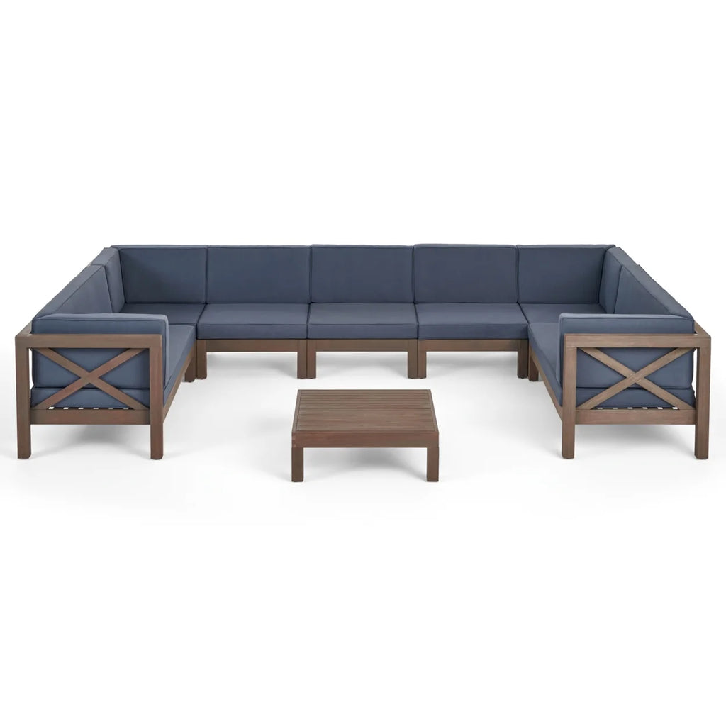 9 Seater Acacia Wood Sectional Sofa Set L8751