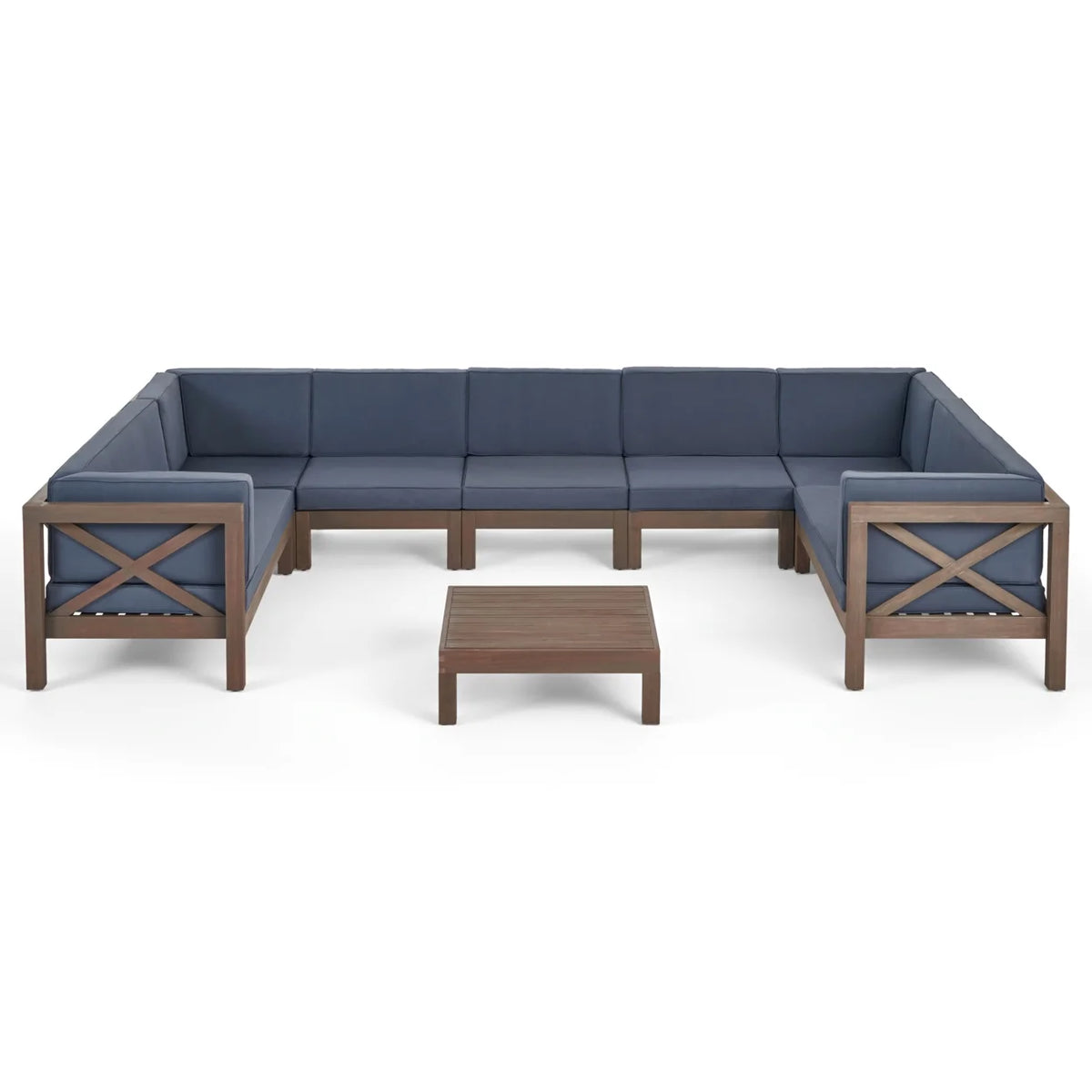 9 Seater Acacia Wood Sectional Sofa Set L8751