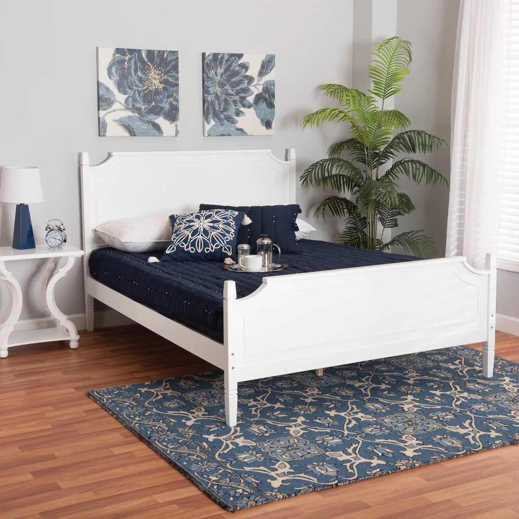White Wood Queen Size Platform Bed W6971