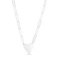 Sterling Silver Heart Paperclip Link Necklace with Lobster Clasp - 18" Q216