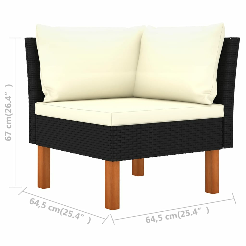 9 Piece Patio Set with Cushions Poly Rattan Black C29064