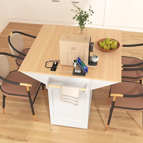 Black Kitchen Island with 2 Drop Leaf, 3 Drawers, Storage Cabinet X504760