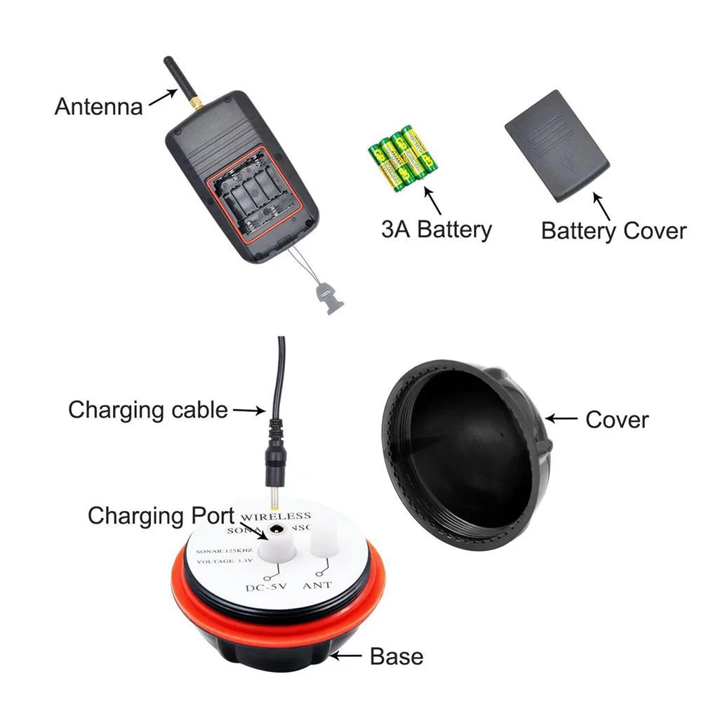 Portable Wireless Sonar Sensor Fishfinder Depth Locator LCD Display P611