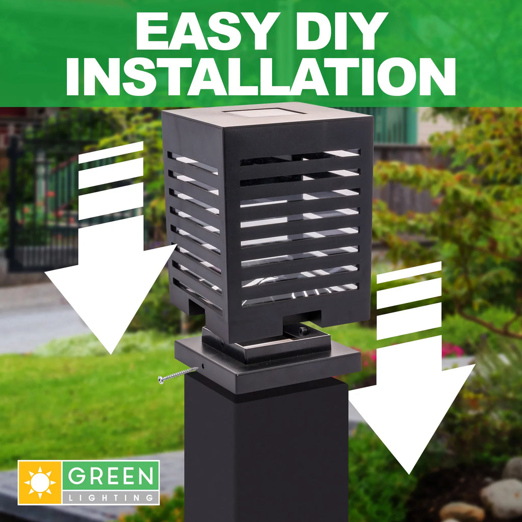 12 Pack Solar Powered LED Post Cap Light Black Z553