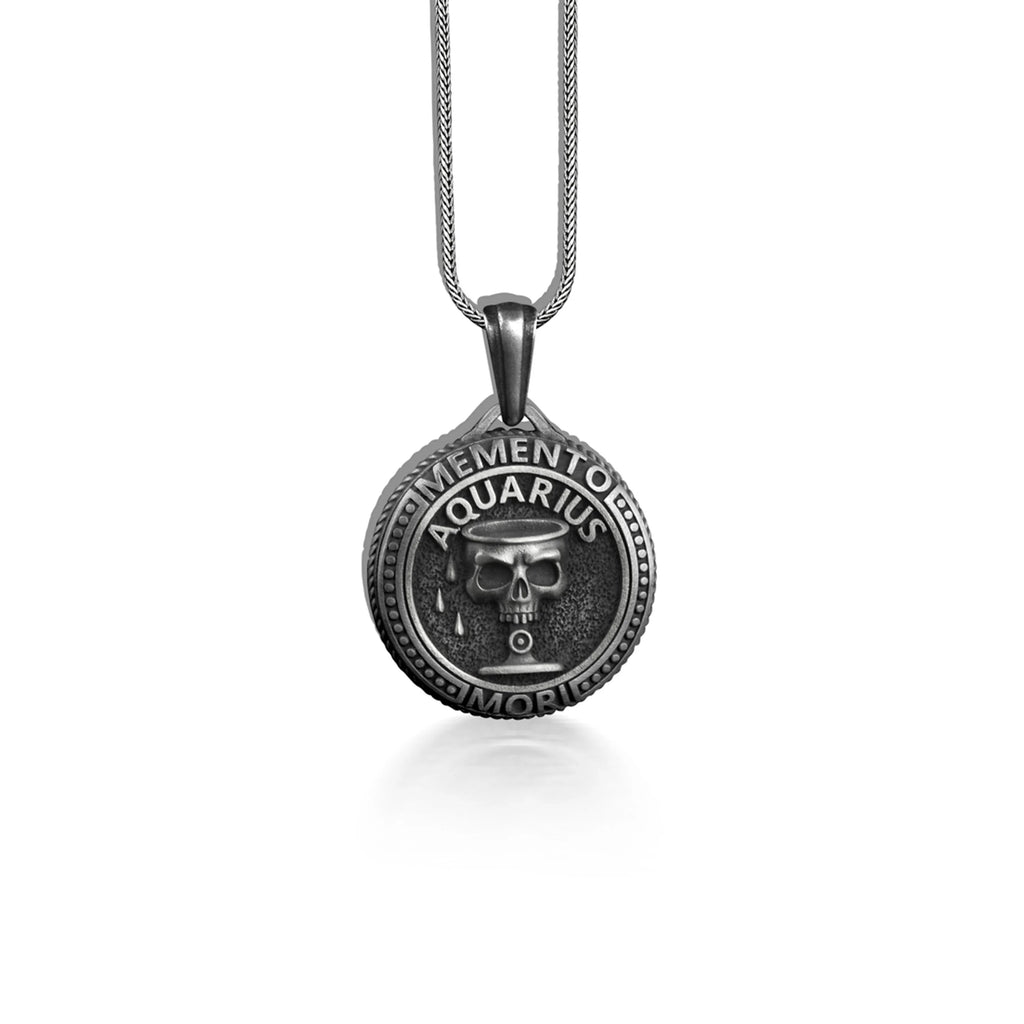 Silver Skull Zodiac Necklace B718680