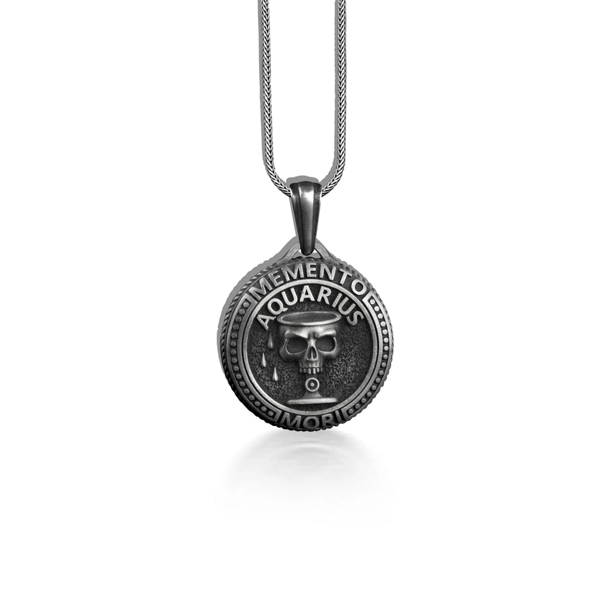 Silver Skull Zodiac Necklace B718680
