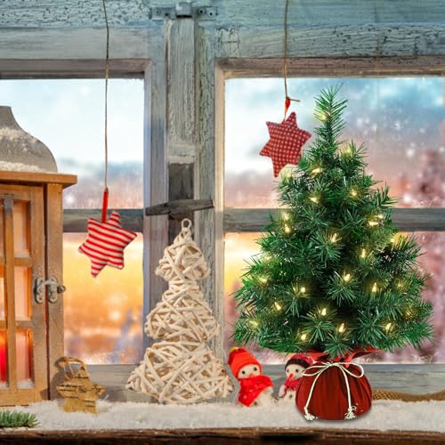 Mini Artificial Christmas Tree 22 Inch with 35 Warm White Lights M815546