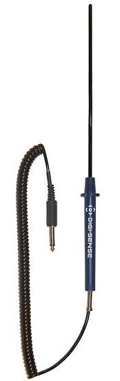 Thermistor Probe, PFA Coated, 10 inch L x 0.2 inch Dia, 5 Feet Cable, 1/4 inch Phono Plug X829