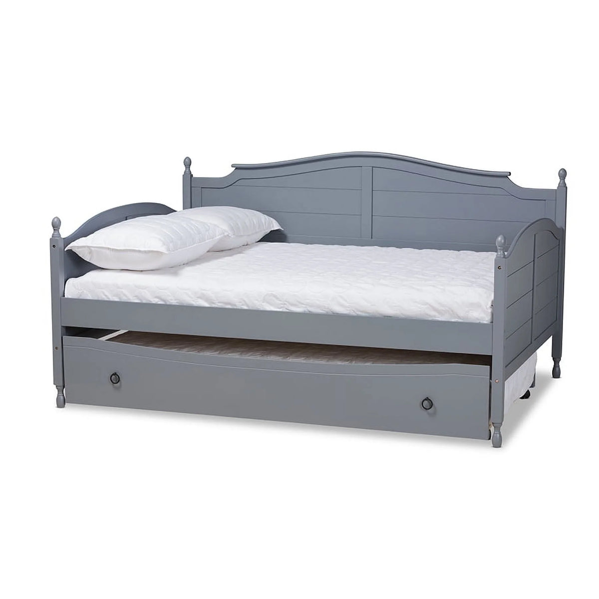 Grey Wood Full Size Daybed with Trundle Bed B6435