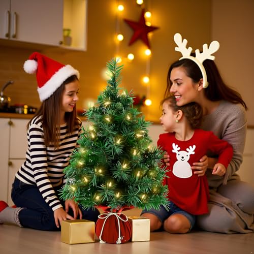 Mini Artificial Christmas Tree 22 Inch with 35 Warm White Lights M815546
