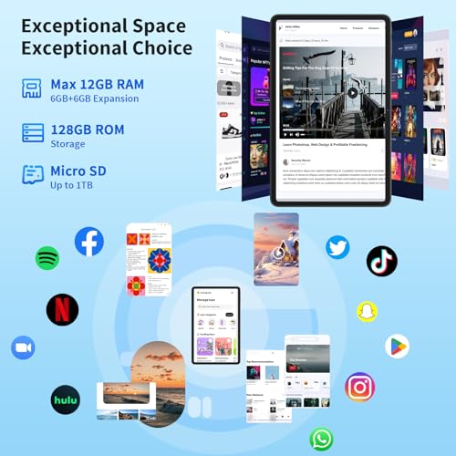 Android 14 Tablet with Keyboard, 12GB RAM, 128GB Storage, 10 Inch 2-in-1 Tablet X812