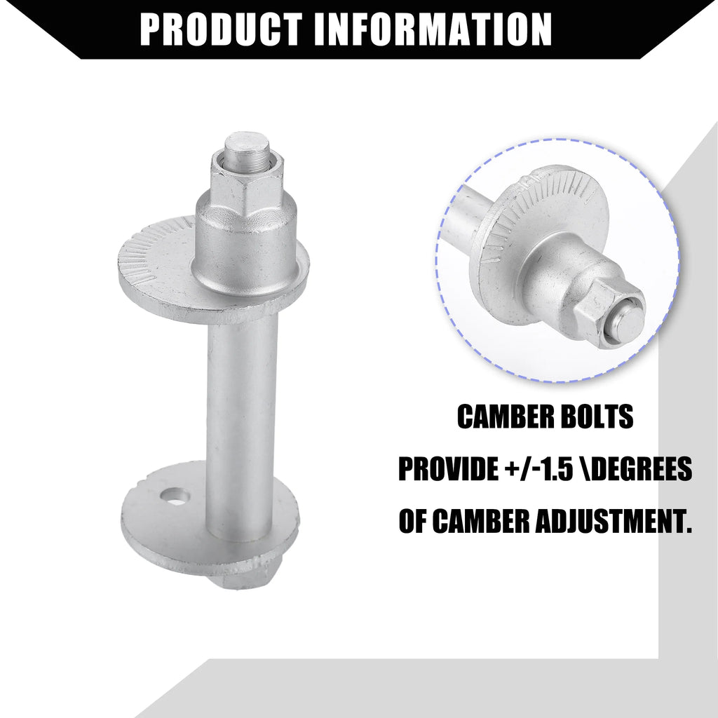 Cam Plate Toe Adjust Bolts for Toyota 4Runner 1995-2004 Metal 4 Sets Silver Tone T96330