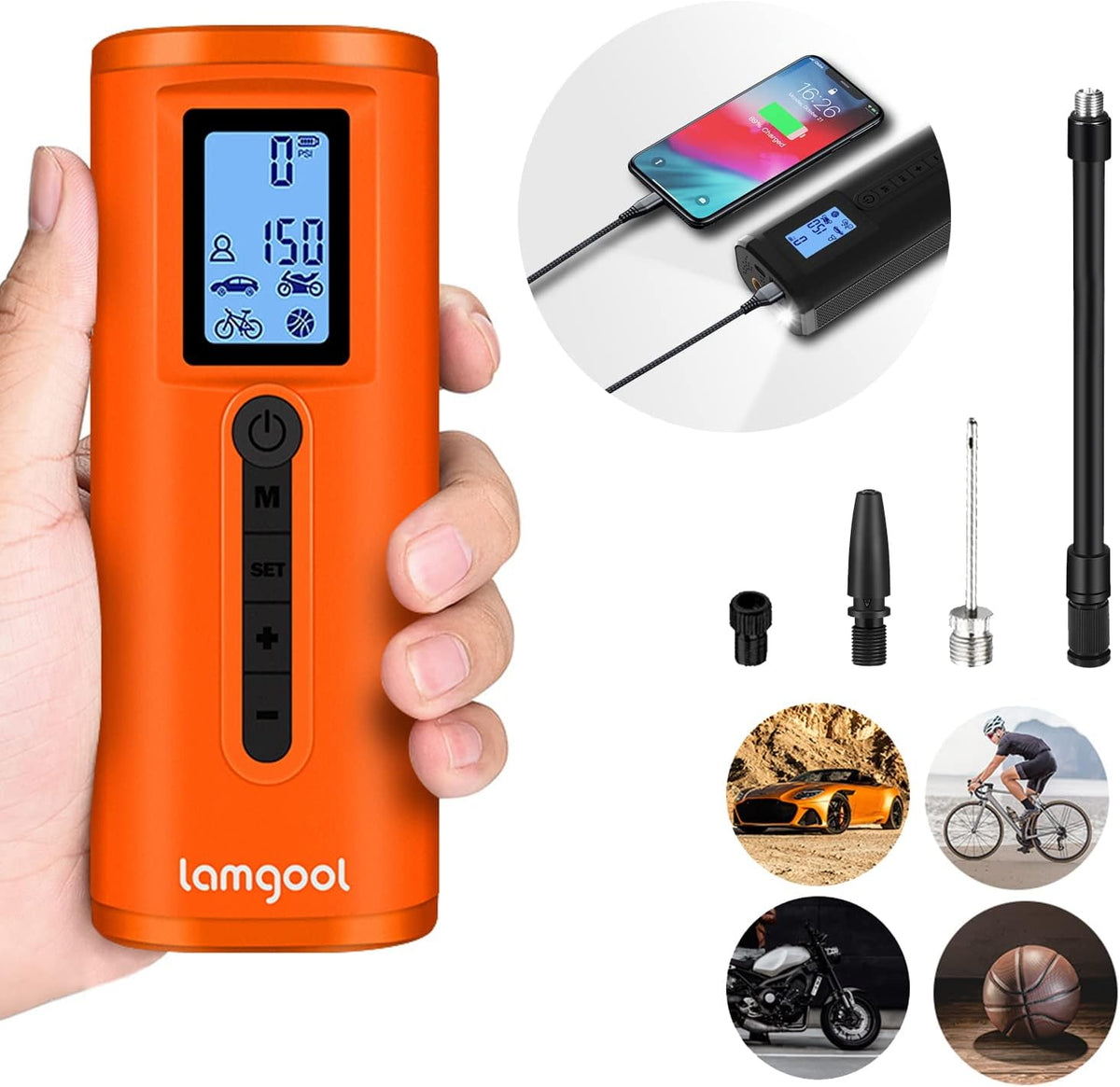 150 PSI Portable Tire Inflator Air Compressor with Digital Pressure Gauge LED Light J66160
