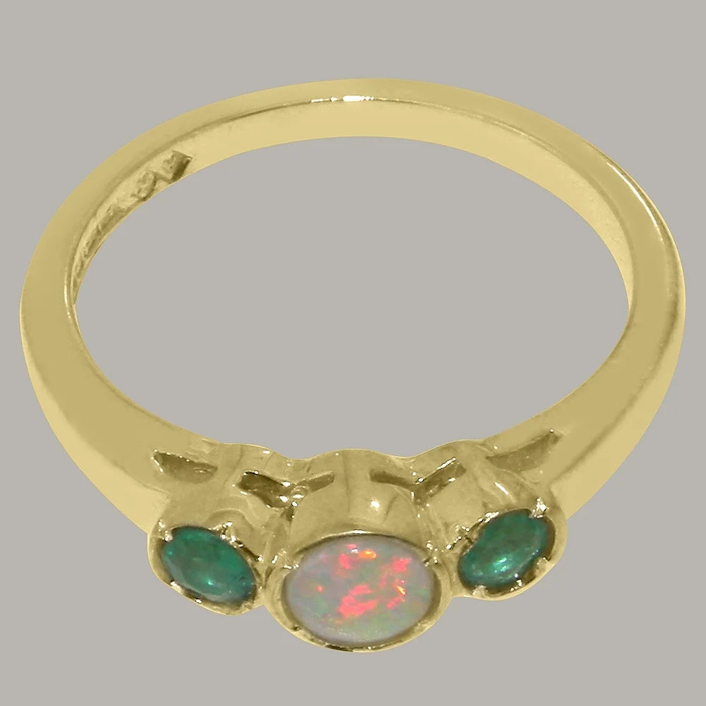 9k Yellow Gold Opal Emerald Ring J26657