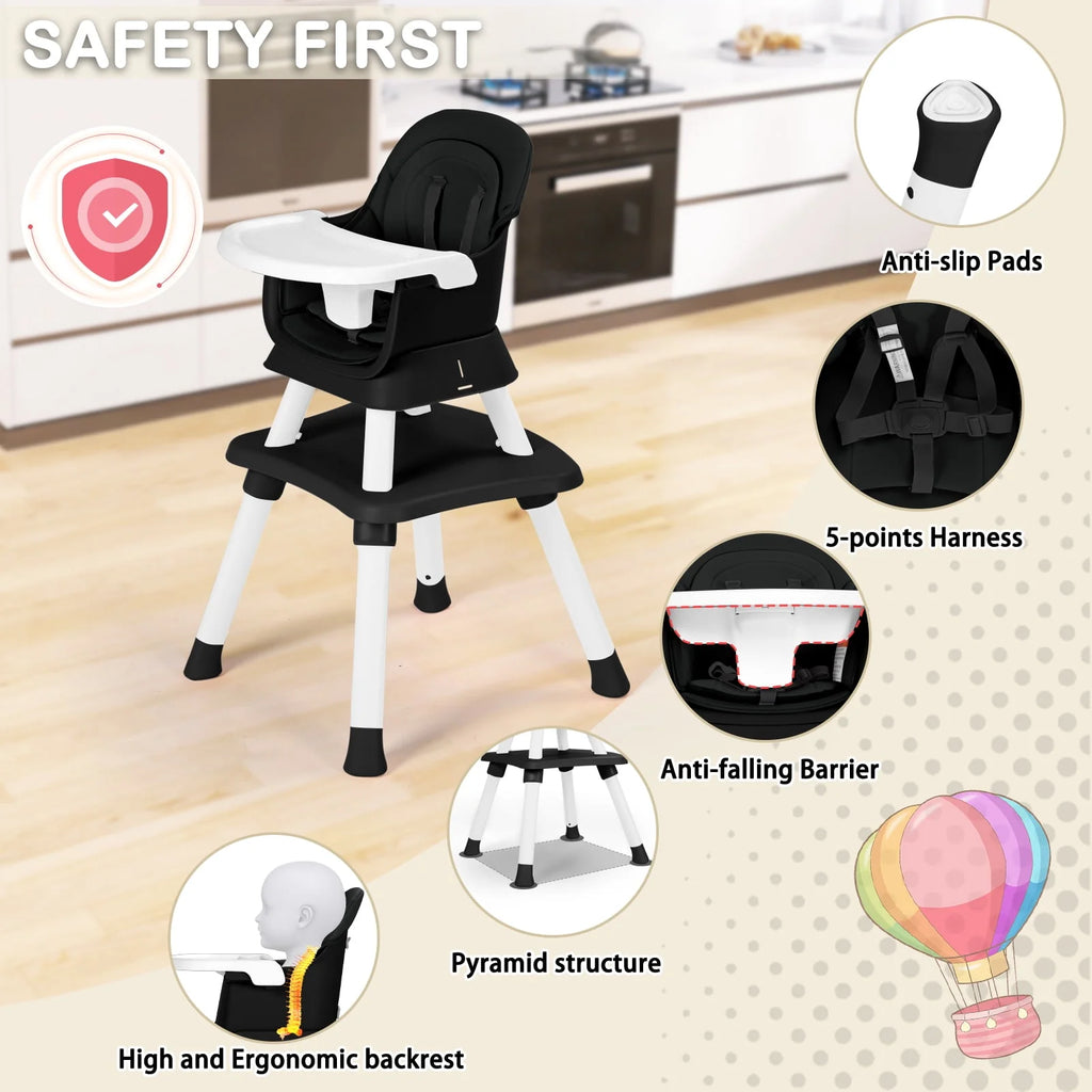 8 in 1 Black Baby High Chair P408