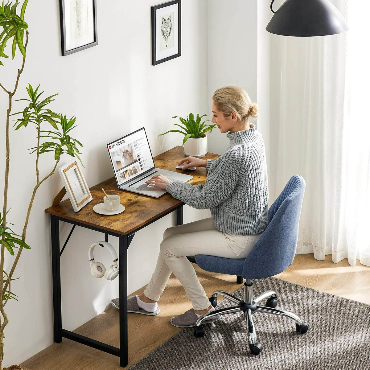 Brown Wooden Office Desk with Storage B2285