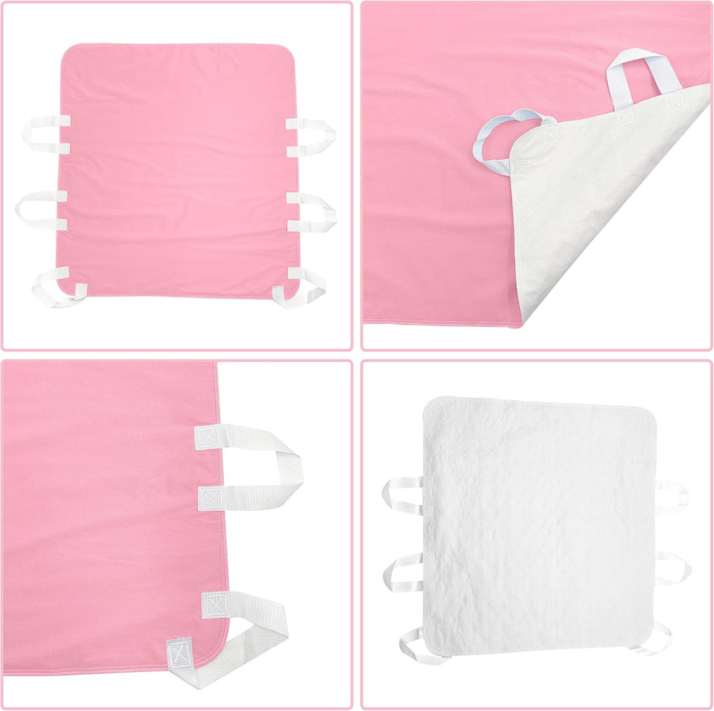 Waterproof Reusable Incontinence Bed Pad with 6 Handles, 34” x 36” (2-Pack Pink) A735905