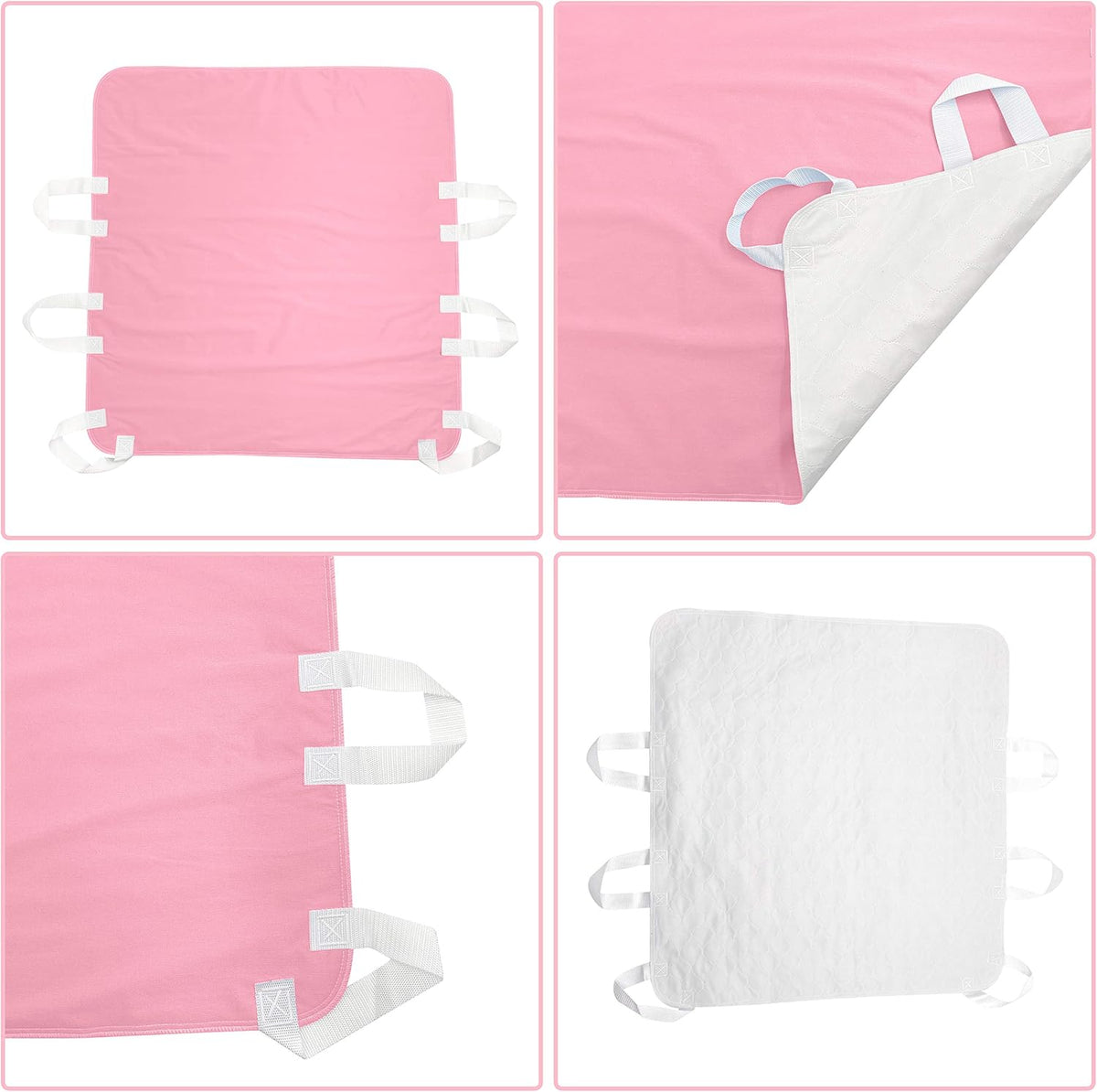 Waterproof Reusable Incontinence Bed Pad with 6 Handles, 34” x 36” (2-Pack Pink) A735905