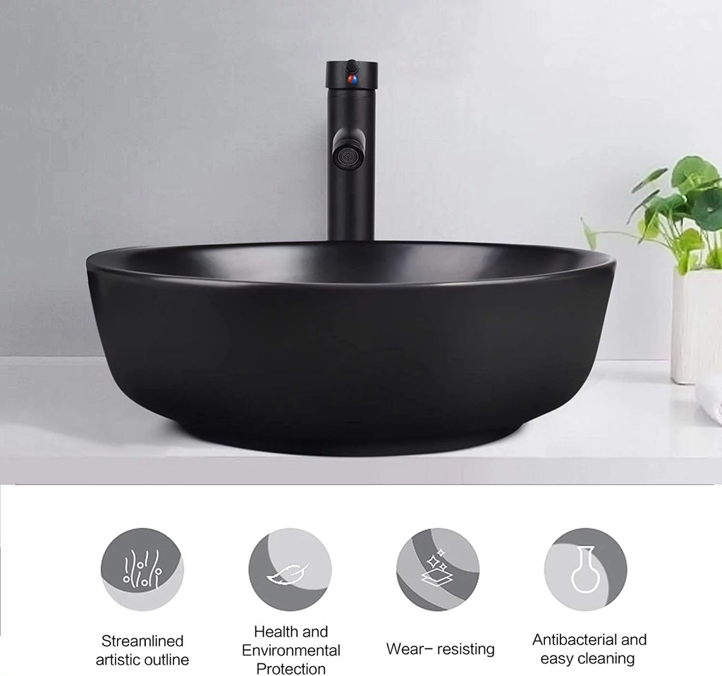 Porcelain Ceramic Vessel Sink and Faucet Combo U786690