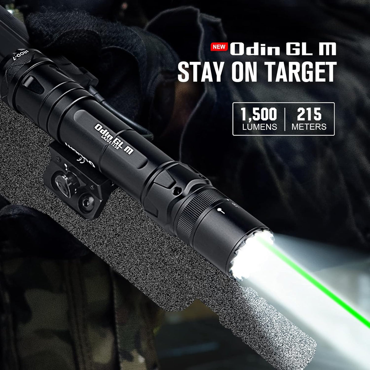 1500 Lumens MLOK Mount Rechargeable Tactical Flashlight with Green Beam and White LED Combo X582482