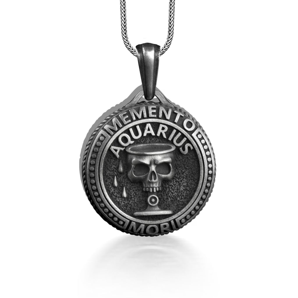 Silver Skull Zodiac Necklace B718680