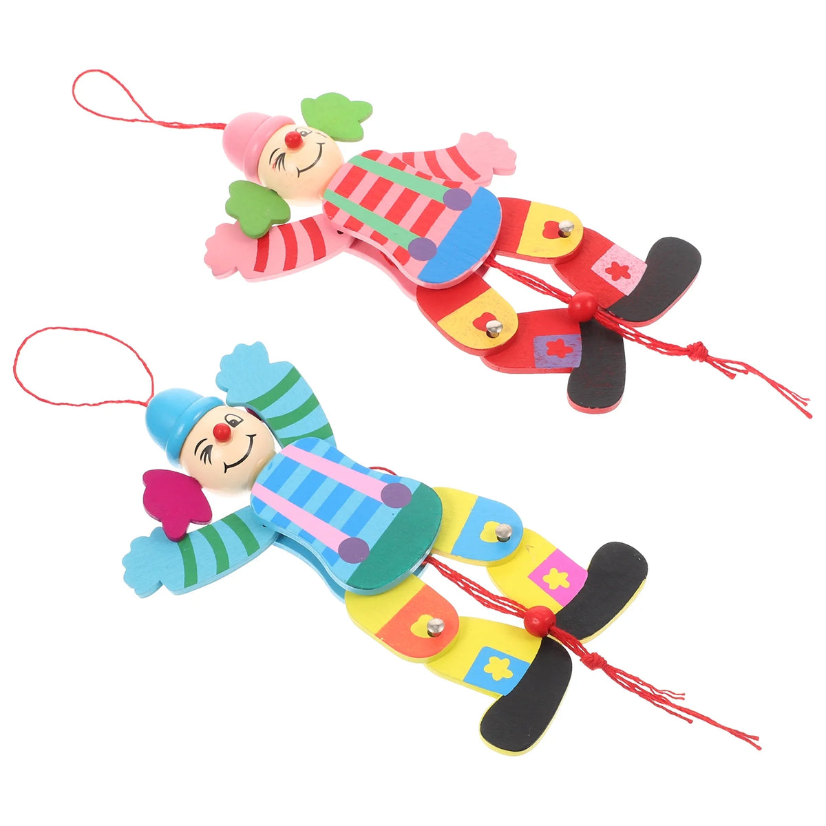 2Pcs Wood Clown String Marionette Puppet Toy P958
