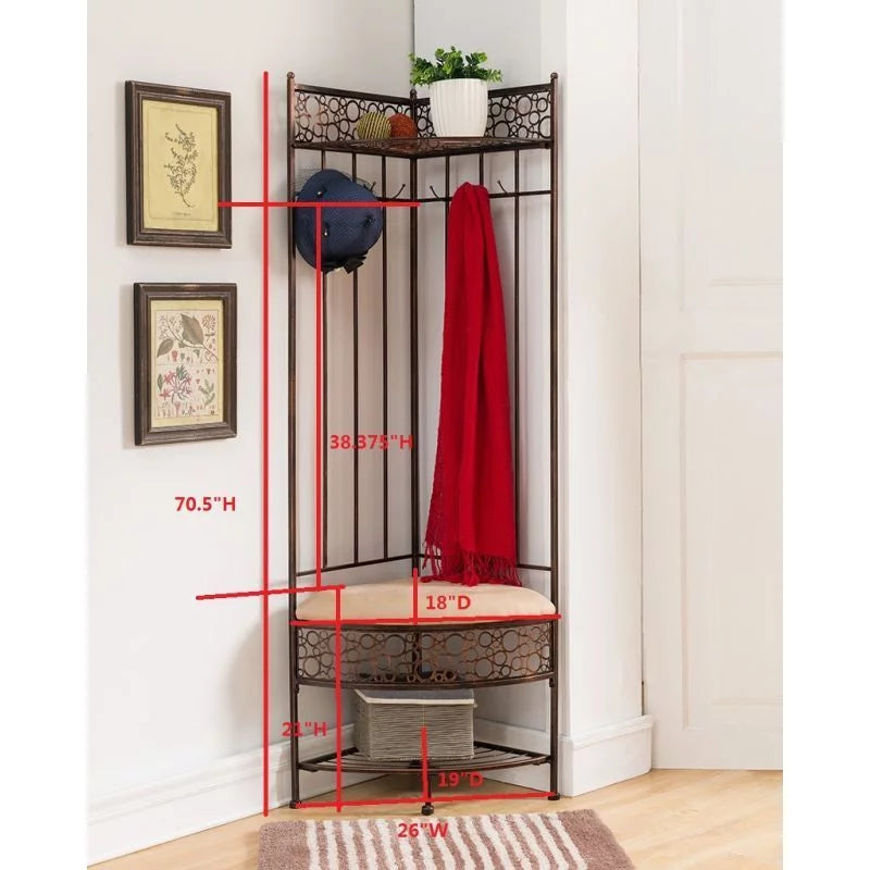 Metal Corner Hall Tree F827