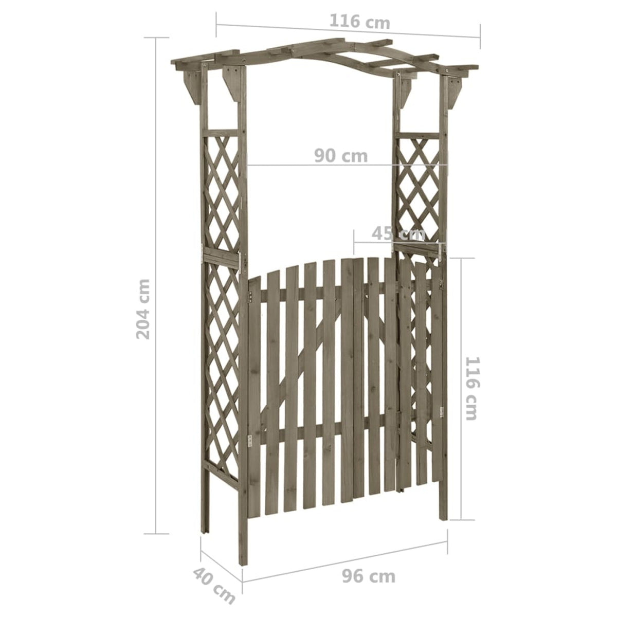 Gray Solid Firwood Pergola with Gate O747185