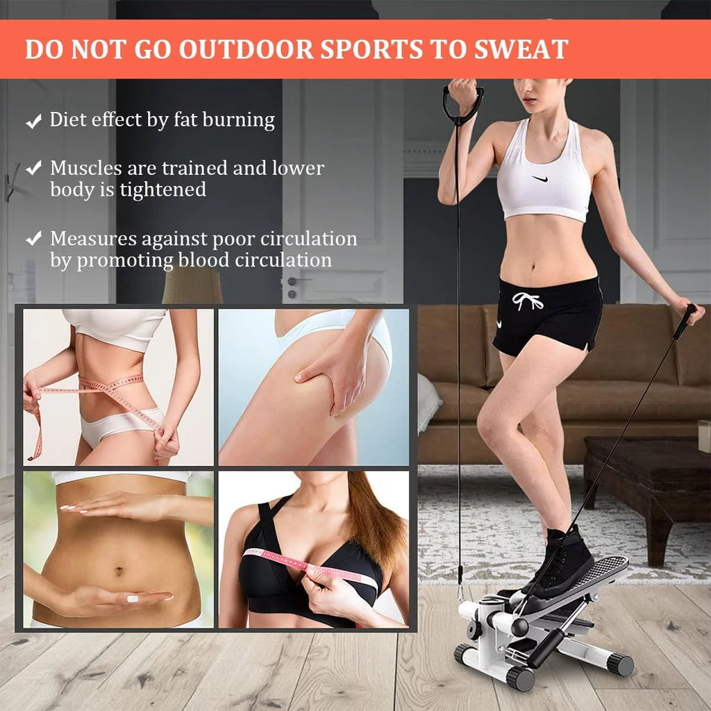Mini Stepper with LCD, Resistance Bands & Calories Count, Black Q3498
