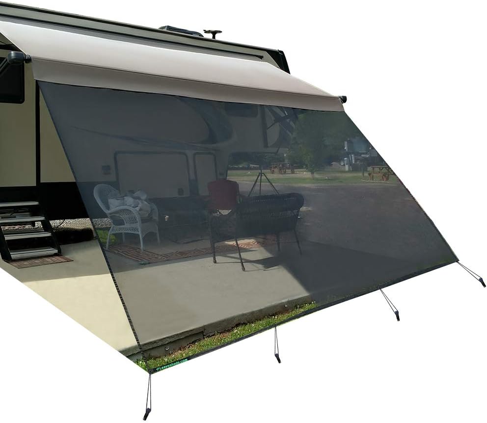 RV Awning Sunshade Screen 10' X 12' 3'' Black Mesh Sun Shade N62874