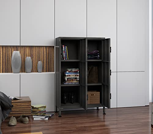 Metal Locker Storage Cabinet with 6 Lockable Doors J260630