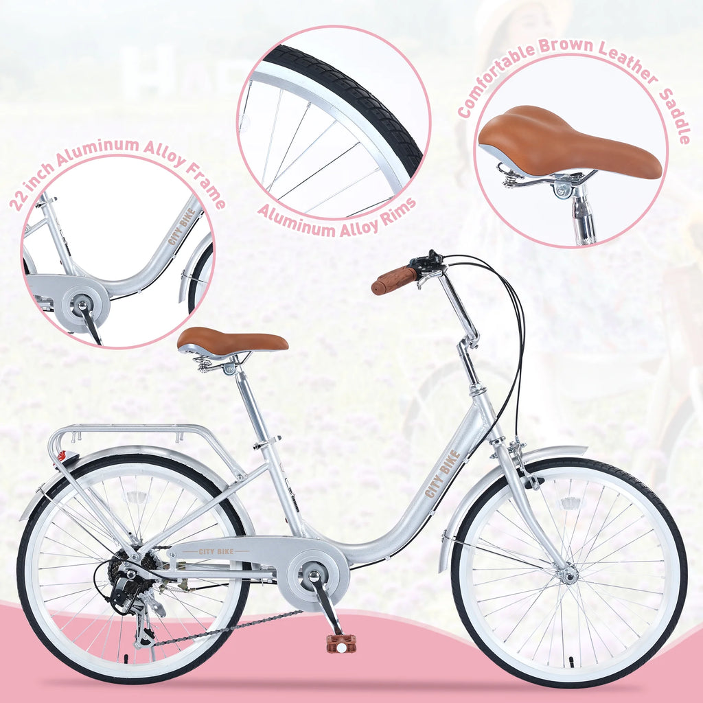 Pink 22 7 Speed Aluminium Alloy Frame Kids Bike I333087