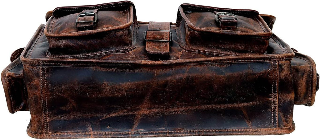 Vintage Brown Leather Laptop Messenger Bag I77194