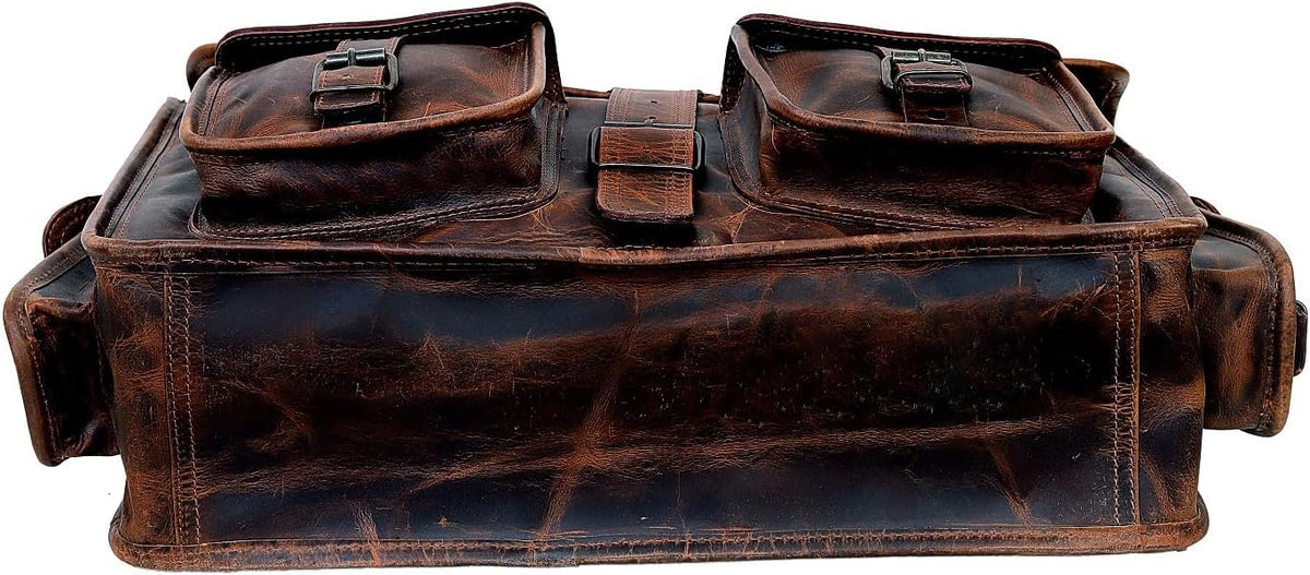 Vintage Brown Leather Laptop Messenger Bag I77194