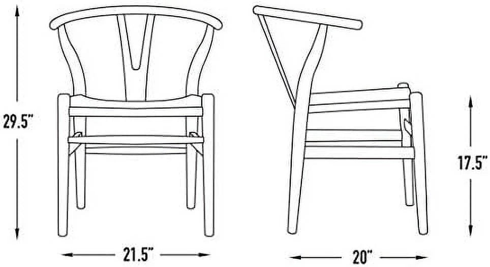 Woven Cord Seat Walnut Chair with Arm O54188
