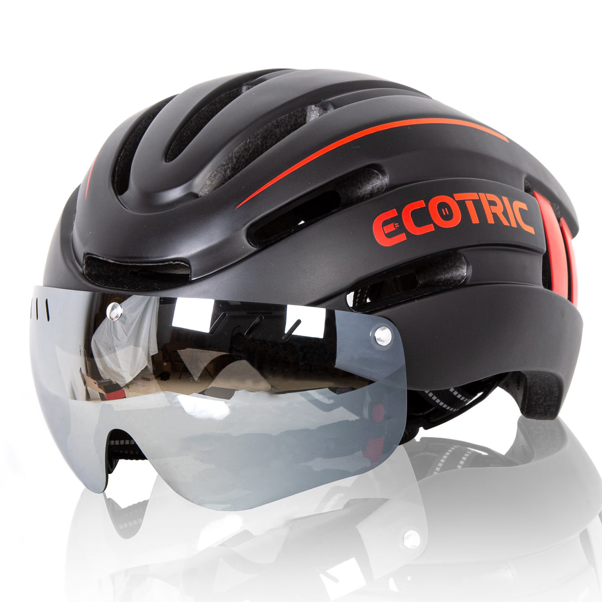 Road Mountain Bike Helmet with Warning Light & Detachable Magnetic Goggles Sun Visor A84107